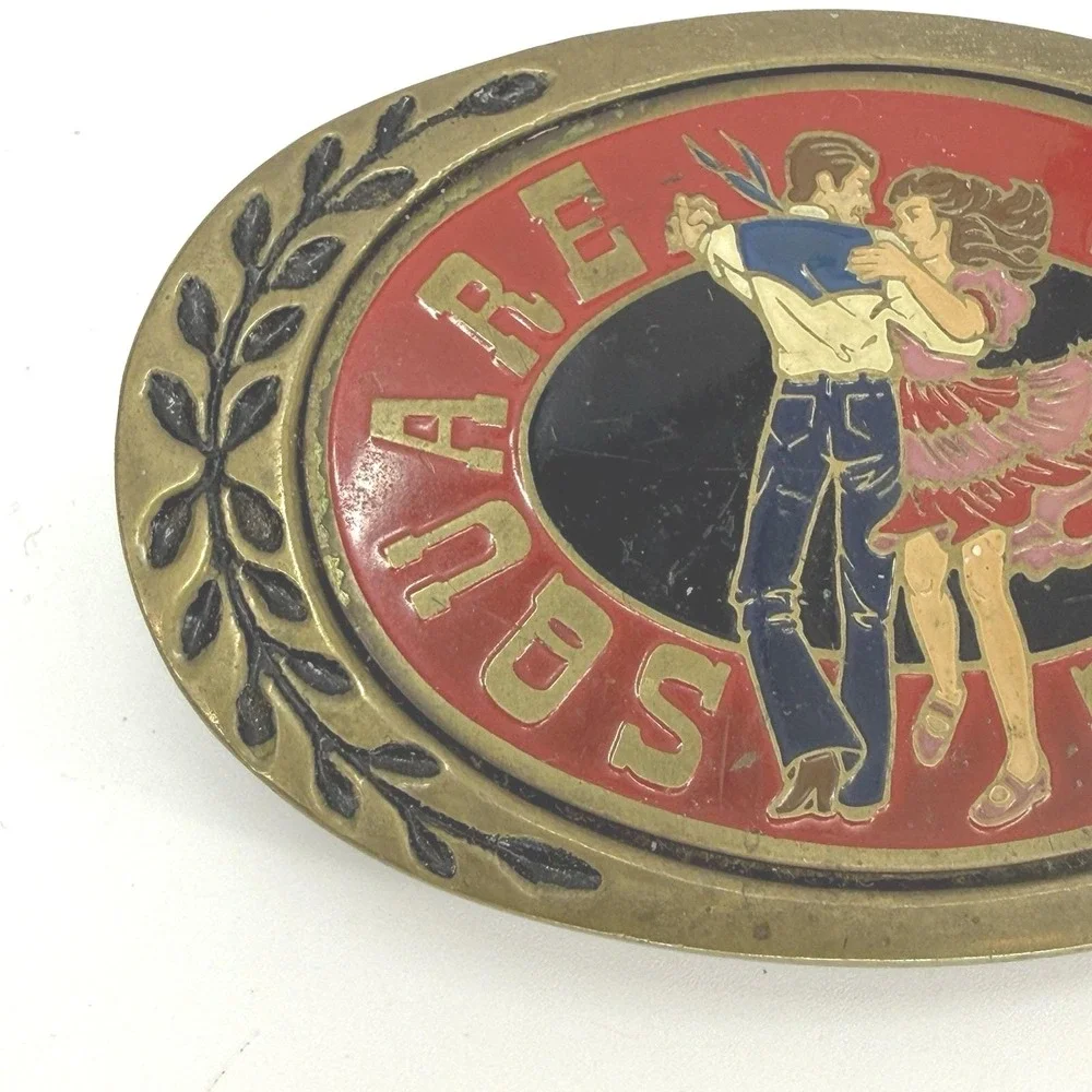 Heritage Buckles Belt Buckle Unisex Brass Square Dancing‎ Enameled Vintage Style